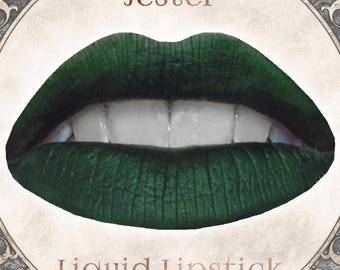 JESTER Liquid Lipstick: Matte Dark Emerald Green, Vegan Cosmetics,
