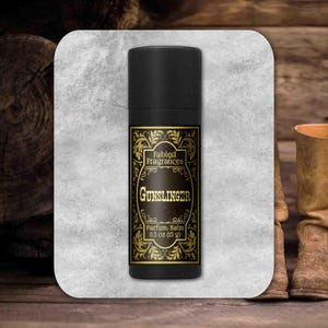 Smoke and Leather Solid Perfume Balm, GUNSLINGER, Texas Cedarwood and Resinous Styrax Scent, Vegan Fragrance Gift, TAT 3-5 Biz Days