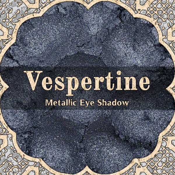 VESPERTINE Metallic Eye Shadow, Deep Navy Blue, Silver Shimmer, Loose Powder Eyeshadow, Cosmetic Pigment, VEGAN Makeup, TAT 8-10 Biz Days