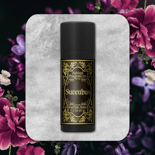 SUCCUBUS Solid Perfume with Black Cherry, Chardonnay, Plum Blossom, Kudzu, Jasmine, Black Suede, Vegan Perfume Balm, TAT 7-9 Biz Days