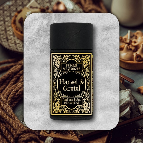 HANSEL and GRETEL Solid Perfume with Gingerbread, Hazelnut, Chocolate, Peppermint, Vanilla, Amber, Vegan Perfume Balm, TAT 5-7 Biz Days