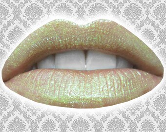 BLOOM Lip Gloss, Green Lip Gloss, Green Sparkle, Iridescent Lip Color, Sheer Lip Gloss, Vanilla Flavor, VEGAN Lip Gloss, TAT 7-9 Biz Days