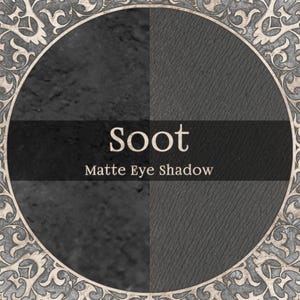 Dark Grey Matte Eye Shadow, SOOT, Charcoal Gray Powder Pigment, Gothic Smokey Eye Makeup, Cruelty Free and Vegan Cosmetics, TAT 3-5 Biz Days