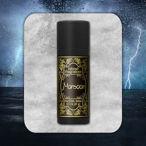 MONSOON Solid Perfume - Fresh Ozone with Heliotrope Flower and Mysore Sandalwood, Cruelty Free and Vegan Parfum Balm - TAT 3-5 Biz Days