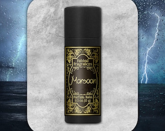 MONSOON Solid Perfume: Ozone and Sandalwood, Vegan Fragrance, TAT 5-6 Biz Days