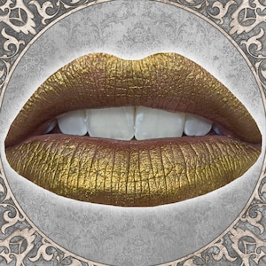 Metallic Dark Gold Liquid Lipstick, NEFERTITI, Ancient Egypt Beauty, Gifts for Queens, Cruelty Free and Vegan Makeup, TAT 3-5 Biz Days