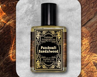 PATCHOULI SANDALWOOD Perfume Oil with Light Patchouli, Dark Patchouli, East Indian Sandalwood, Amyris, Bohemian Hippie, TAT 8-10 Biz Days