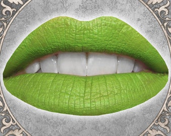 CHRYSALIS Liquid Lipstick, Bright Warm Green, Spring Gift, Acid Pixie, Cyber Goth, Cruelty Free and Vegan Makeup, TAT 6-8 Biz Days