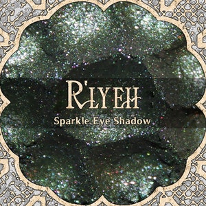 R'LYEH Sparkle Eye Shadow, Dark Olive Green with Pink Sparkle, Loose Powder Pigment, HP Lovecraft, VEGAN Cosmetics, TaT 6-8 Biz Days