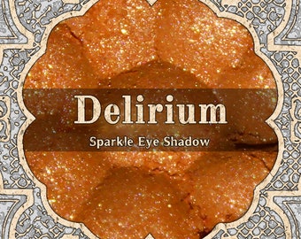 DELIRIUM Sparkle Eyeshadow, Bright Yellow Orange with Gold Sparkle, Tangerine Orange, Loose Eyeshadow, Vegan Cosmetics, TAT 8-10 Biz Days