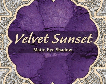 VELVET SUNSET Matte Eyeshadow: Samples or Jars, Deep Purple, Loose Powder Eyeshadow, Cosmetic Pigment, TAT 2-3 Weeks