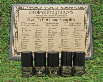 Perfume Oil Sampler, Choose 5 (Five) Samples, Cruelty Free & Vegan, Alcohol Free, Roll-on Parfum, Fantasy Fragrance, TAT 7-9 Biz Days