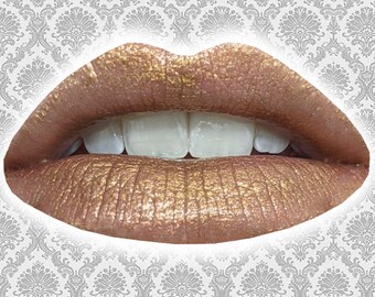 AYA Lip Gloss, Bronze with Gold Sparkle, Metallic Lip Color, Golden Brown Lip Gloss, Vanilla Flavor, VEGAN Lip Gloss, TAT 6-8 Biz Days