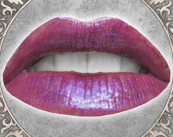 RHIANNON Lip Gloss: Shimmery Dark Purple w/ Blue Iridescence, TAT 5-6 Biz Days