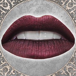 Deep Metallic Red Liquid Lipstick, ELIXIR VITAE, Romantic Goth Gift, Vampire Lover, Cruelty Free and Vegan Makeup, TAT 3-5 Biz Days
