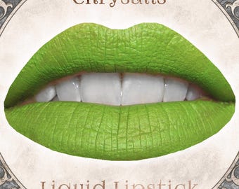 CHRYSALIS Liquid Lipstick: Matte Bright Green Vegan Makeup,