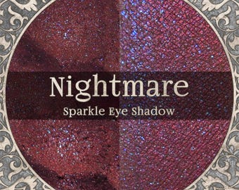 NIGHTMARE Eye Shadow: Shimmery Dark Red w/ Turquoise Sparkle,