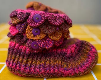 Crochet Handmade Crocodile Stitch Adult Booties/Slippers