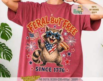 Patriotic Raccoon png, Feral And Free Png, 4th july png, land of the free png, america 250 png, retro 1776 png, Patriotic Png, merica png,