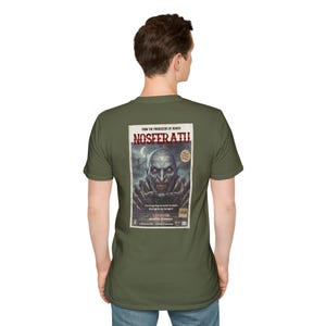 Camiseta unisex de terror clásico Nosferatu de 1922 / Gráfico de vampiro VHS en la espalda / Regalo para fans del terror gótico / Camiseta de estética oscura / Ropa gótica