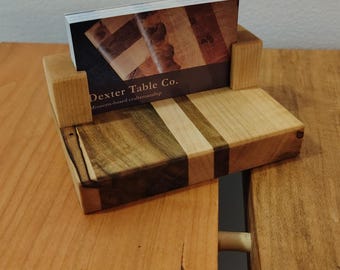 Handcrafted wood business card holder