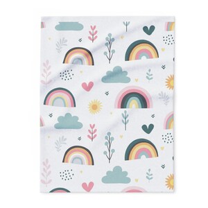 Pastel Rainbows and Clouds Arctic Fleece Blanket | Cute Nursery Throw
