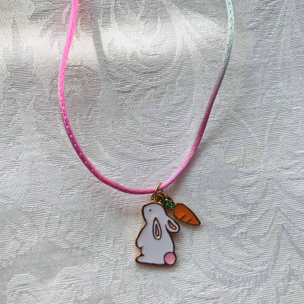 Bunny Rabbit necklace - rabbit jewelry, rabbit necklace for girls, rabbit with carrot, Easter gift, gift for rabbit lover