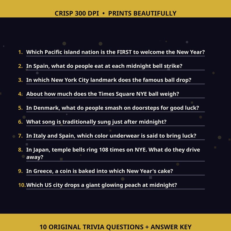 New Years Eve Party Games Bundle, 20 Printable 2027 Trivia, Bingo and ...