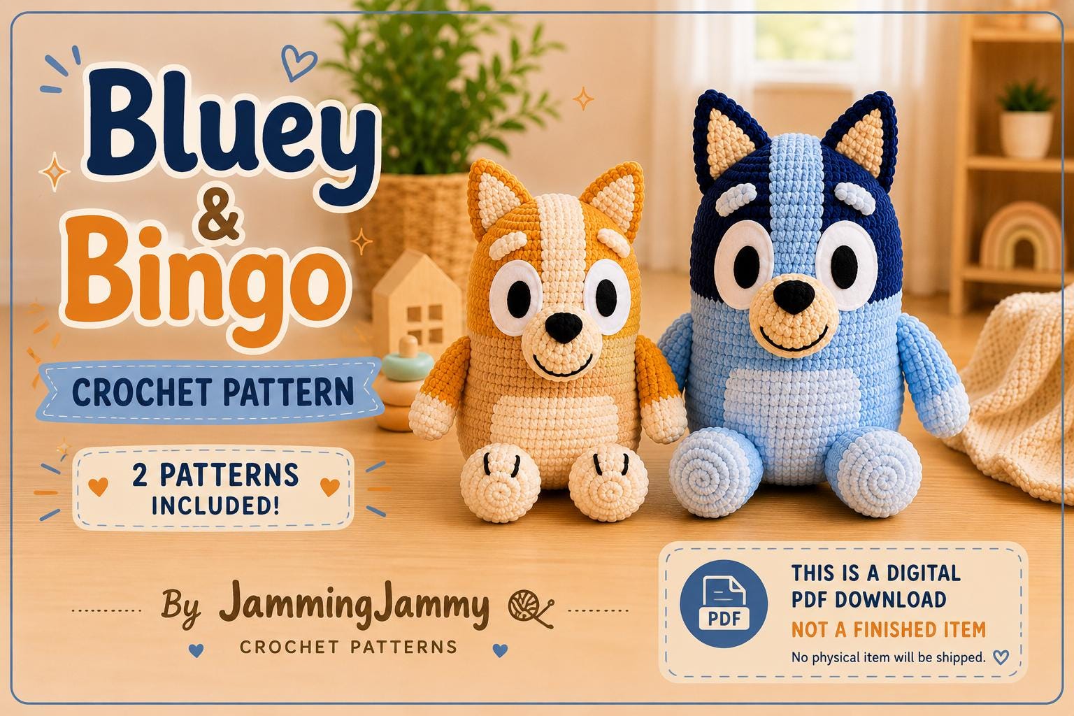 Bluey and Bingo Crochet Pattern Set