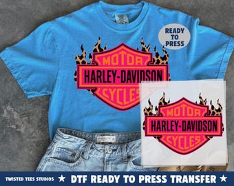 Motorcycle Neon Flames | Summer DTF Transfer | Ready To Press Heat Transfer | Trendy