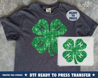 4H Sequin Clover DTF Transfer | Ready To Press Heat Transfer | Trendy