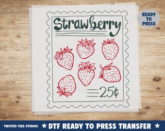 Strawberry Stamp Summer DTF Transfer | Ready To Press Heat Transfer