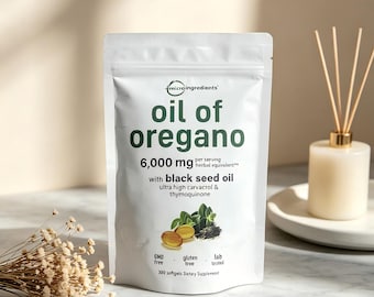 Oil of Oregano Black Seed Oil Complex – 6000mg Herbal Blend, Carvacrol, Thymoquinone (300 Softgels)