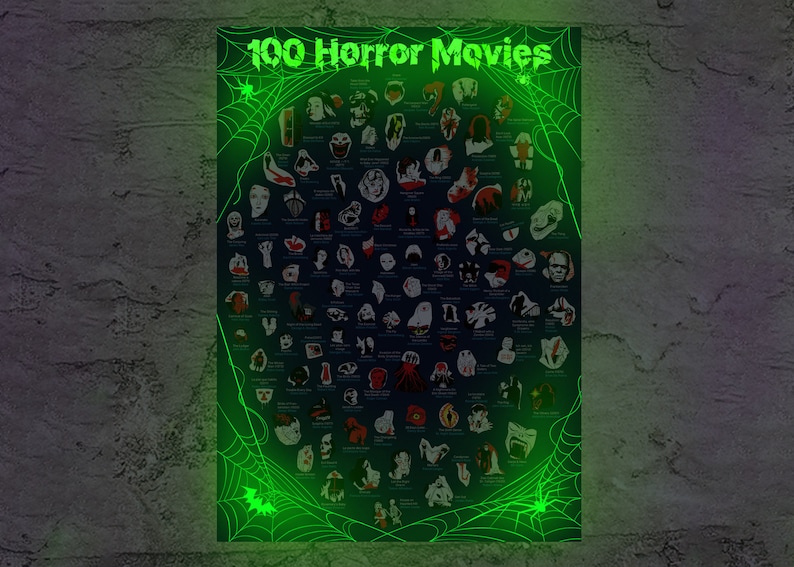 100 Horror Movies Scratch off Poster reflective Wall Etsy Australia
