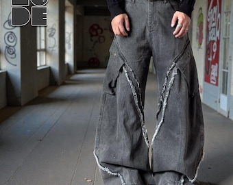 Frayed Baggy Jeans | Oversized Cargo Pocket Pants | Daily Wear | Y2K Streetwear Style