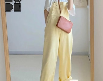 Wijde overall voor dames | Casual broek met rechte bandjes | Losse streetwear-jumpsuit | Trendy mode-outfit