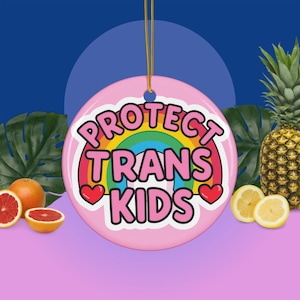 Trans Rights Ornament, Protect Trans Kids Pride Decor, Nonbinary Genderfluid LGBTQ Support Gift, Trans Ally Holiday Keepsake