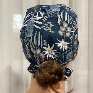 Meadow Scrub Cap - Handmade with Buttons to hold mask, internal lining