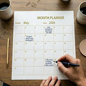 Minimalistische gouden maandplanner (pdf-download) – productiviteitstool