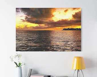 Canvas Wall Art, Beach Sunset Print, Coastal Wall Decor, Seascape Canvas, Sunset Ocean Art, Sunset Beach Art, Sunset Seascape Art