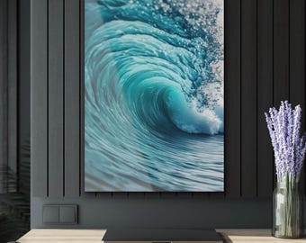 Acryl Wandkunst, Blaue Ozeanwelle Meer Kunst Acryldruck, Nautische Fotografie, Strand Vibe Kunst, Modernes Küstendekor