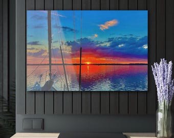 Acrylic Wall Art, Sailboat Sunrise Print On Acrylic, Sailboat Wall Art, Coastal Wall Decor