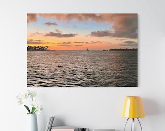 Leinwand Wandkunst, Strand Sonnenuntergang Druck, Küsten Wanddekor, Meerlandschaft Leinwand, Sonnenuntergang Ozean Kunst, Sonnenuntergang Strand Kunst, Sonnenuntergang Meerlandschaft