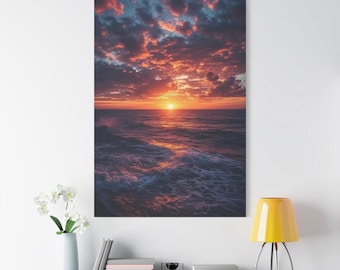 Canvas Wall Art, Beach Sunset Print, Coastal Wall Decor, Seascape Canvas, Sunset Ocean Art, Sunset Beach Art, Sunset Seascape Art