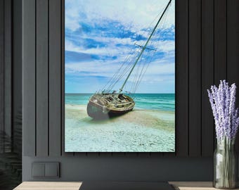 Acrylic Wall Art, Shipwreck Picture On Acrylic, Sailboat Wall Art, Nautical Wall Art, Coastal Wall Decor