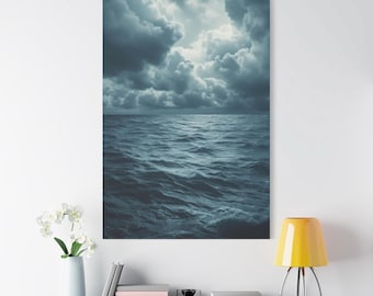 Canvas Wall Art, Stormy Seas Ocean Seascape, Cloud Art Canvas Print, Nautical Photography, Coastal Modern Decor