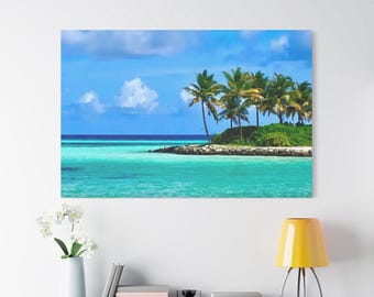 Leinwand Wand Kunst, Palmen Meer Landschaft Leinwand Druck, Strand Wand Kunst, Küsten Wand Dekor