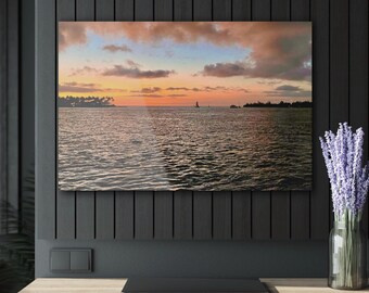 Acryl Wand Kunst, Key West Sonnenuntergang Meerlandschaft, Sonnenuntergang Bild auf Acryl, Florida Keys Küstenwanddekor