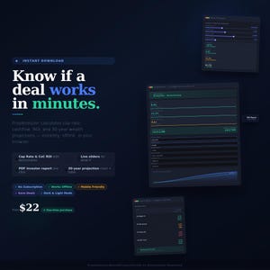 Kalkylator för investeringar i hyresfastigheter | Analysator för fastighetsaffärer (HTML-app)