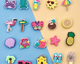 20PCS Summer Beach Shoe Charms Set, Sandals Accessories